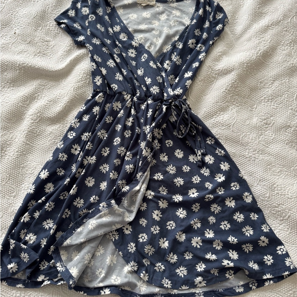 Floral Navy Wrap Dress